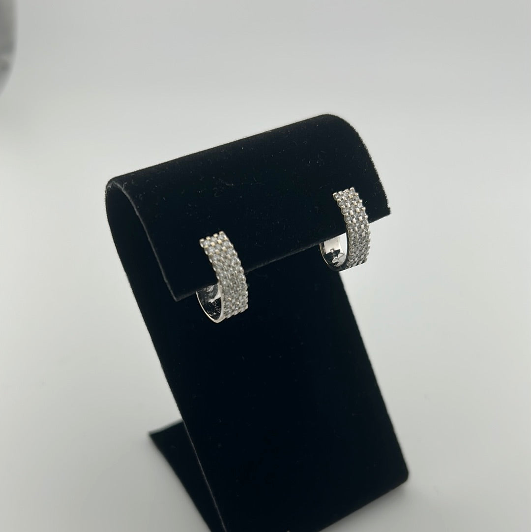 Ladies White Gold Diamond Hoop Earrings