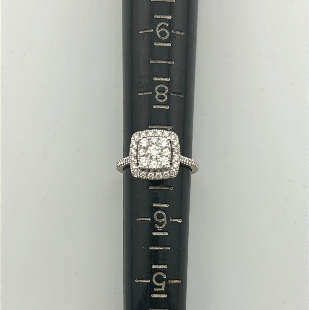 Ladies White Gold Halo Engagement Ring