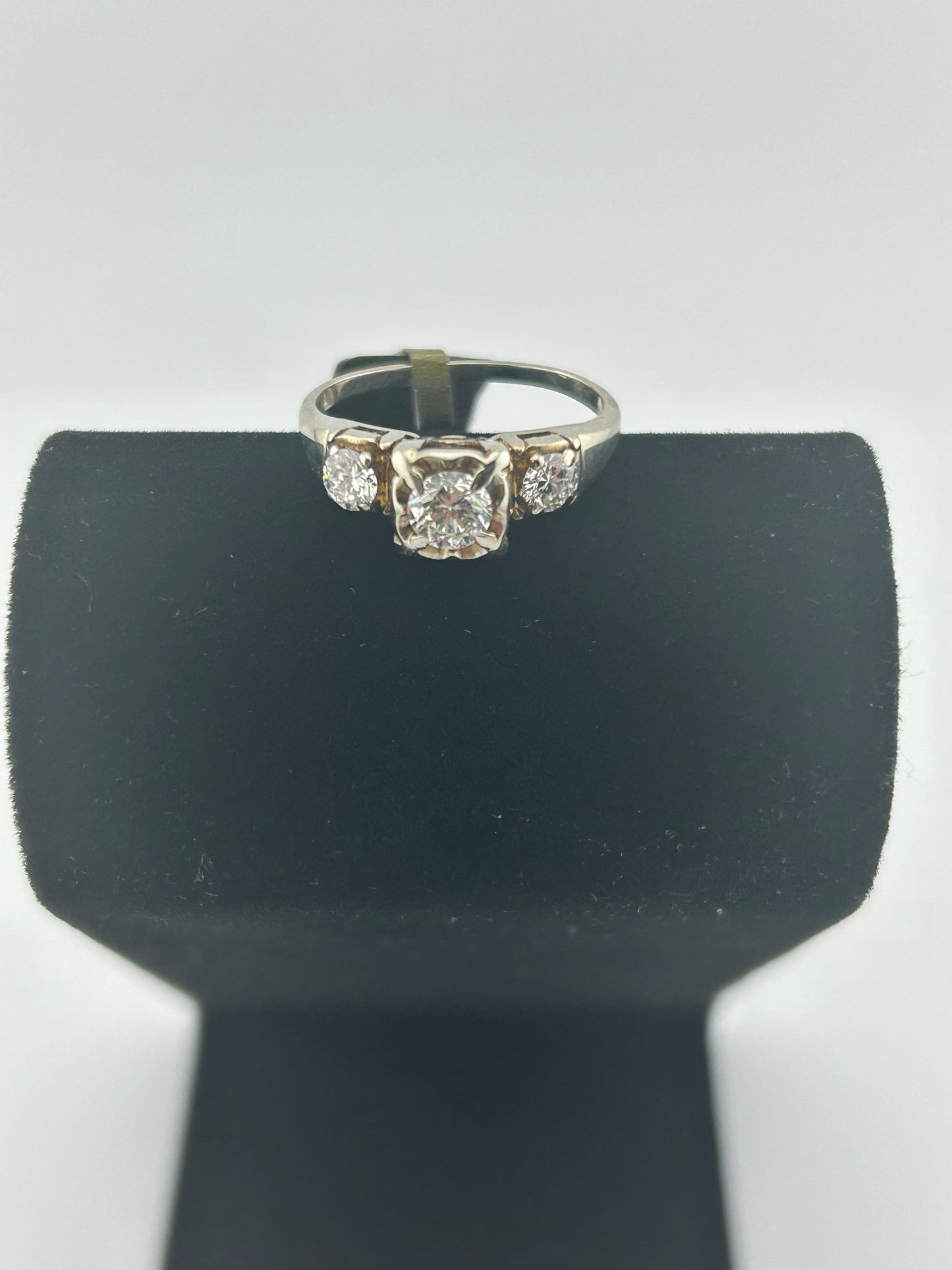 Vintage Ladies Three Diamond Engagement Ring