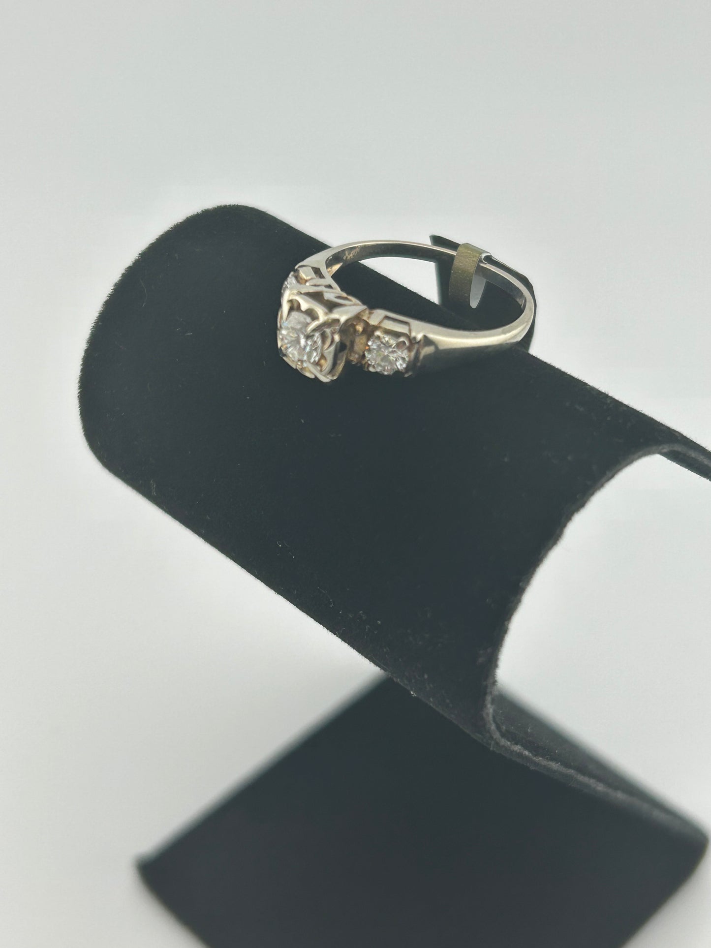 Vintage Ladies Three Diamond Engagement Ring
