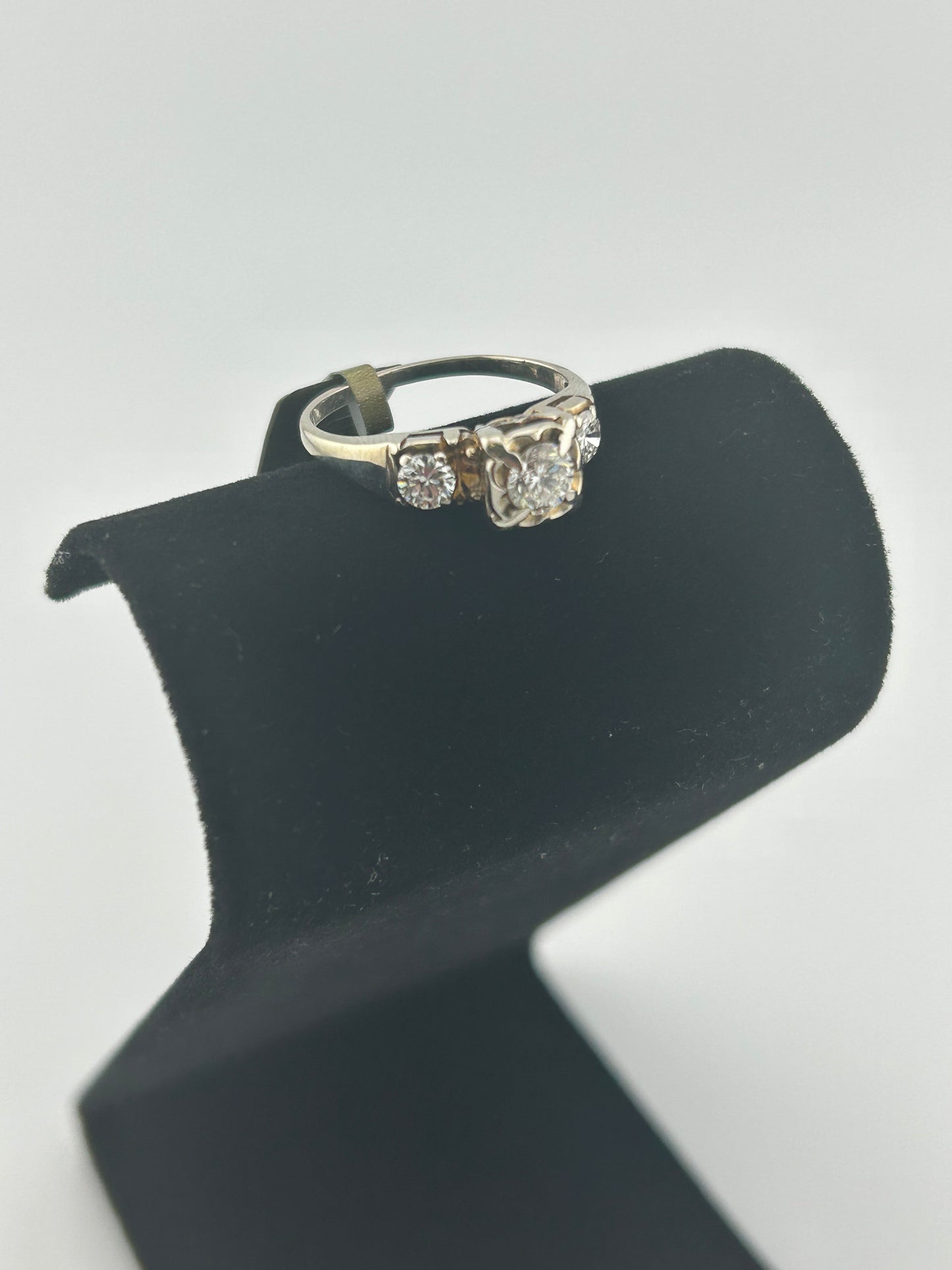 Vintage Ladies Three Diamond Engagement Ring