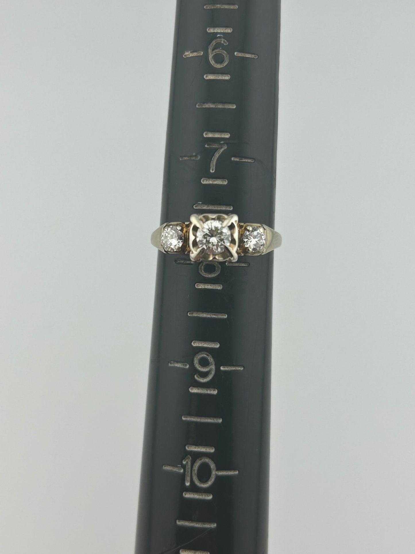 Vintage Ladies Three Diamond Engagement Ring