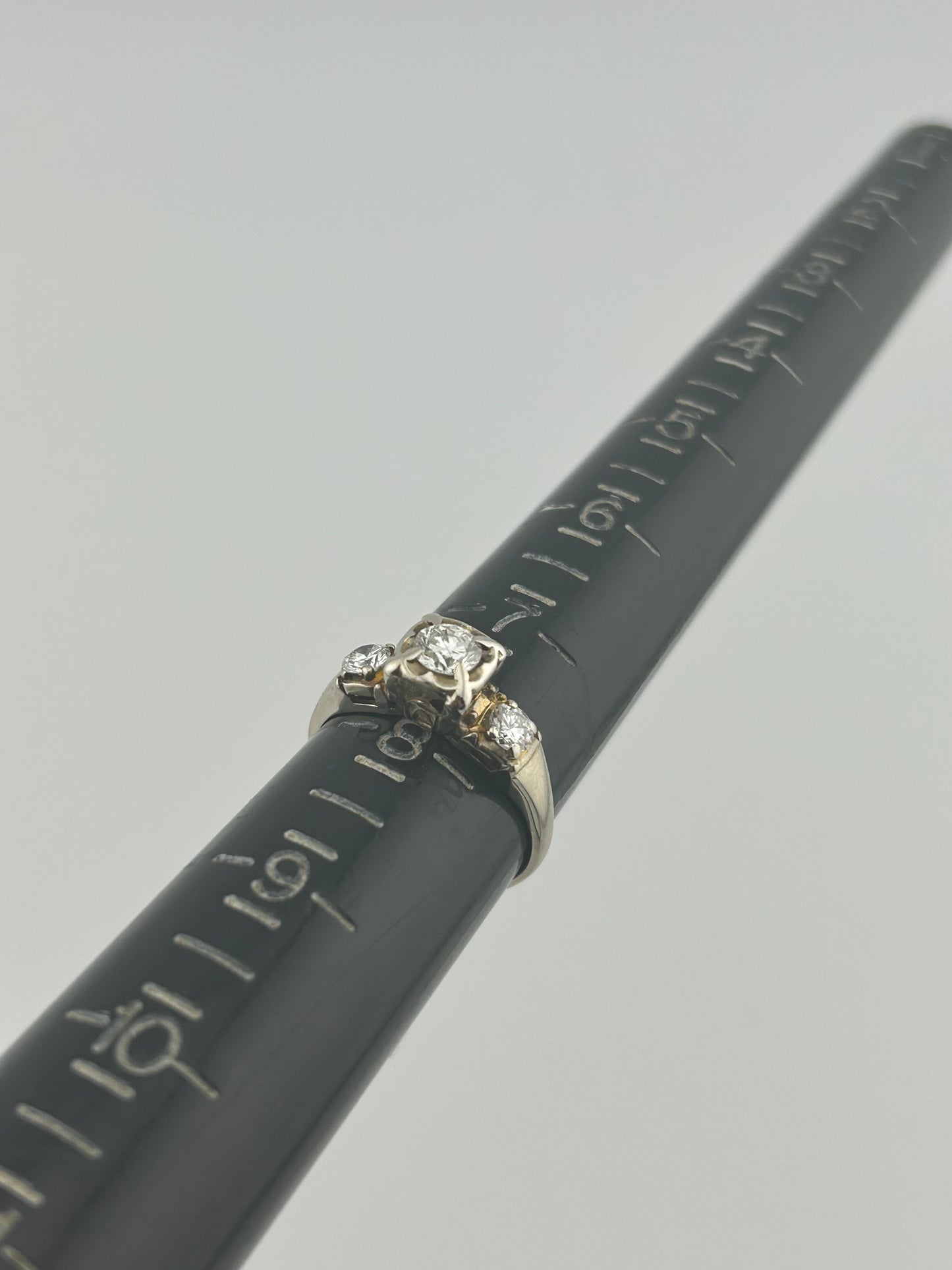 Vintage Ladies Three Diamond Engagement Ring