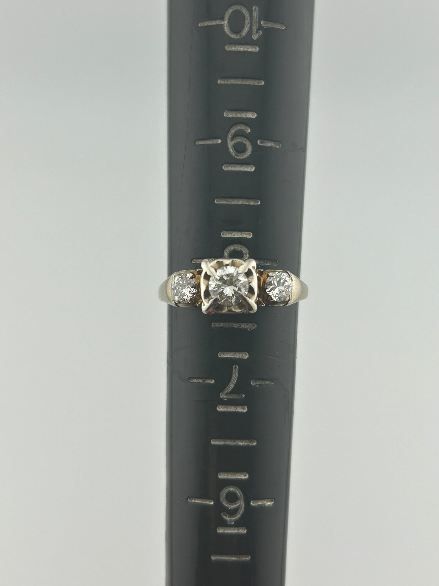 Vintage Ladies Three Diamond Engagement Ring