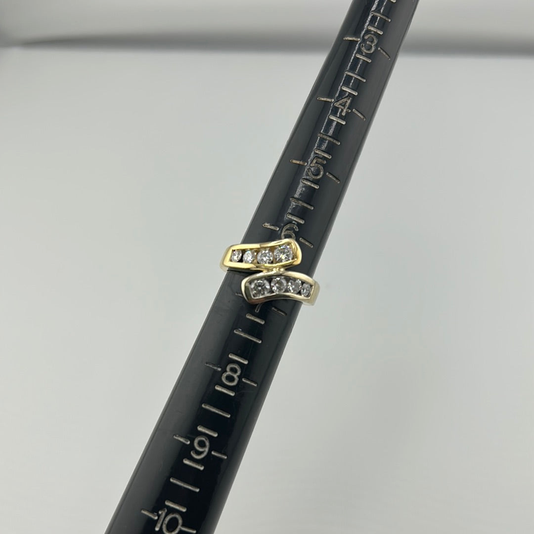 Ladies Tu Tone Ring W/ 8 Diamonds