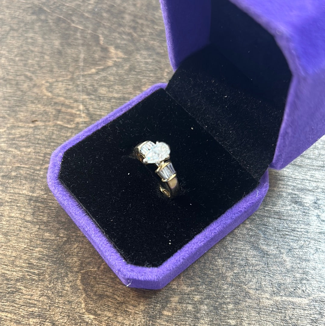 Ladies Yellow Gold Pear Cut Diamond Ring