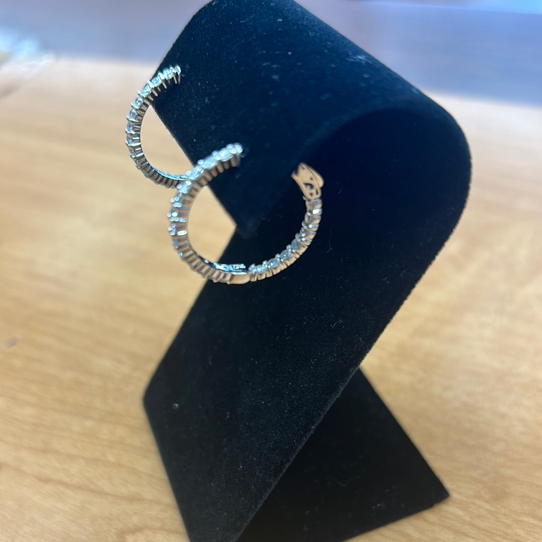 Ladies White Gold Diamond Hoop Earrings