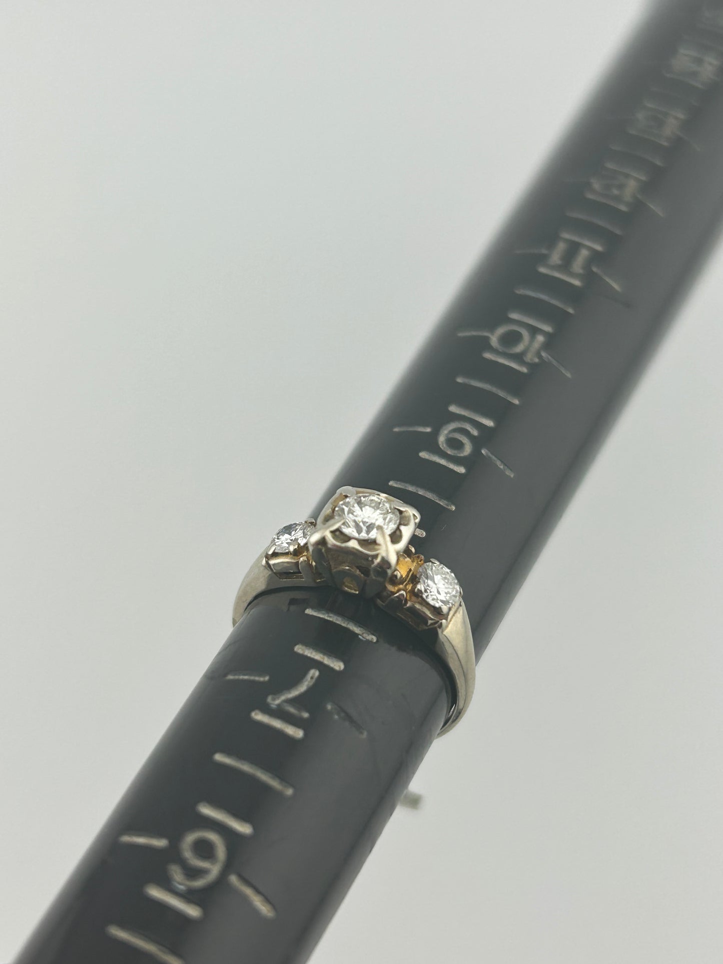 Vintage Ladies Three Diamond Engagement Ring
