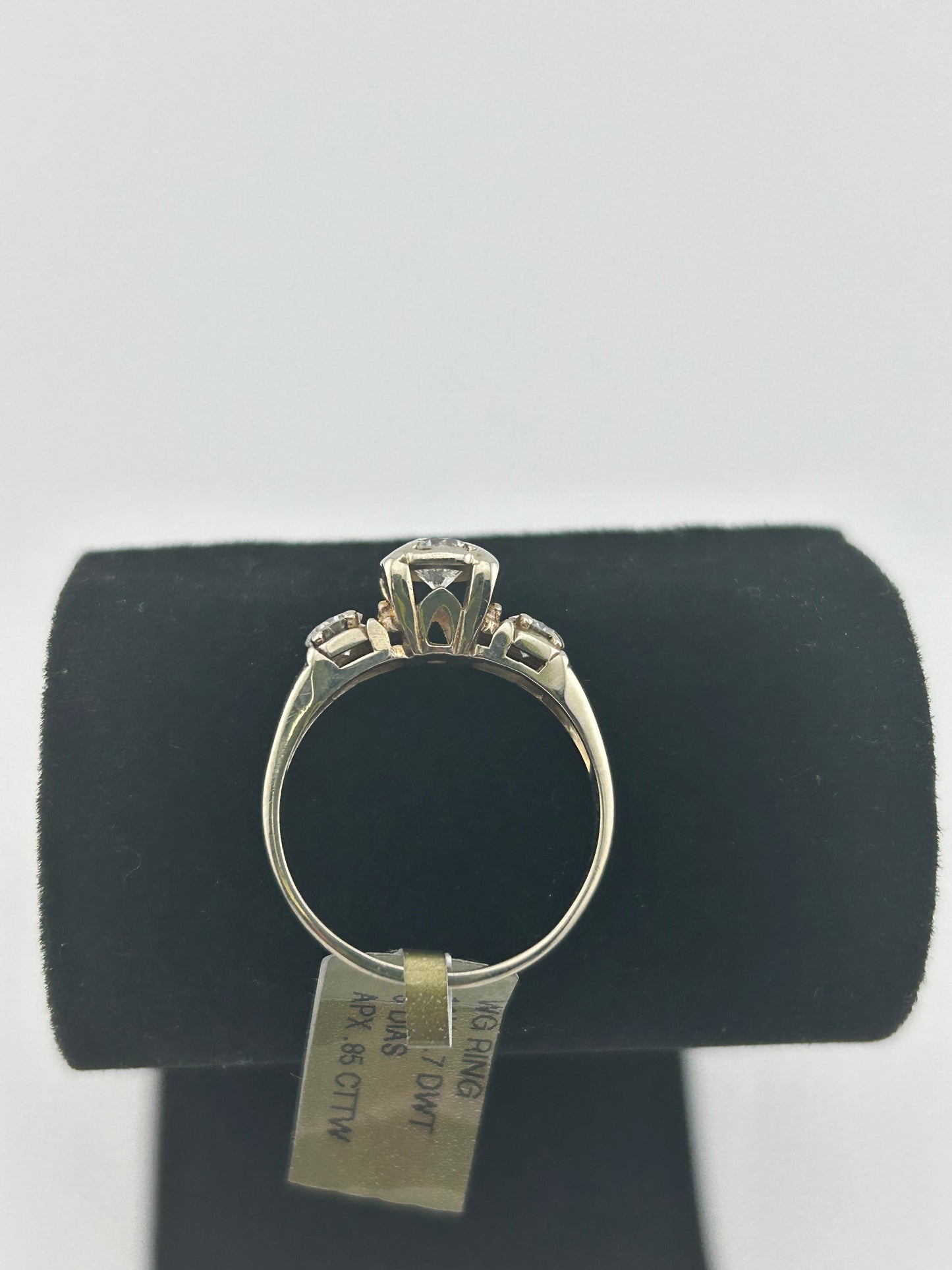 Vintage Ladies Three Diamond Engagement Ring