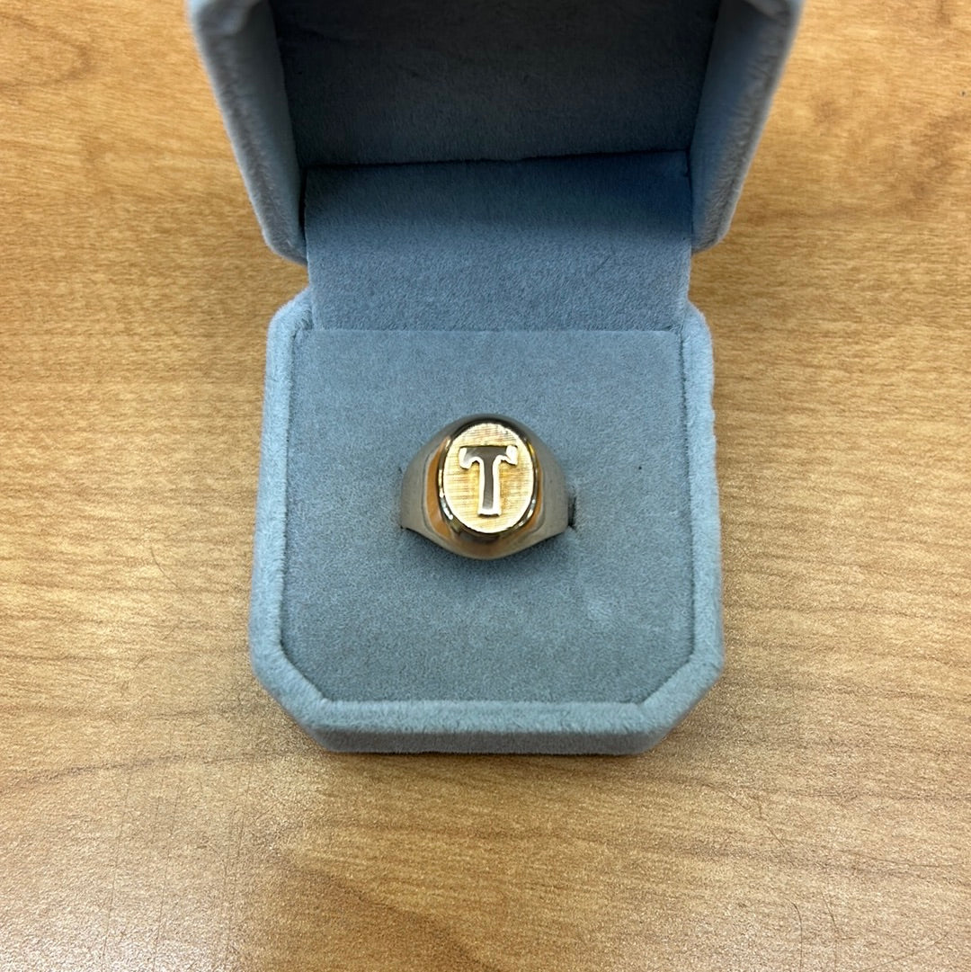 Yellow Gold “T” Signet Ring